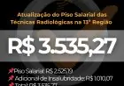 CRTR 13 divulga atualização do Piso Salarial das Técnicas Radiológicas da 13ª Região