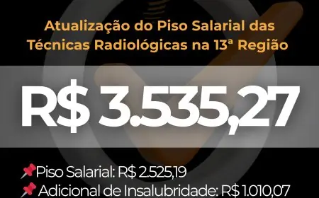 CRTR 13 divulga atualização do Piso Salarial das Técnicas Radiológicas da 13ª Região