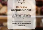 Comunicado de Recesso de Corpus Christi