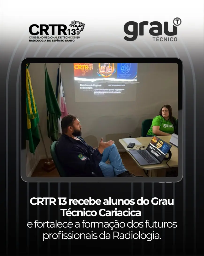 O CRTR 13ª Região recebeu, nesta semana, os alunos do curso de Técnico em Radiologia do Grau Técnico de Cariacica